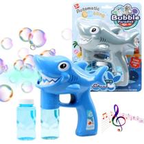 Brinquedo Infantil Lançador Bolhas de Sabão Tubarão Com Luz e Som