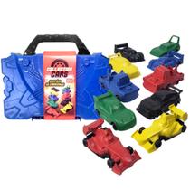Brinquedo Infantil Mala com 10 Carrinhos Plásticos de Montar