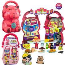 Brinquedo Infantil Maleta De Fast Food Restaurante Educativo Lanchonete Criança 52 Peças