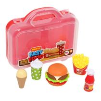 Brinquedo Infantil Maleta Fast Food Didática Lanche Colorido Brinquedo Infantil Maleta Fast Food Didática Lanche Colorido