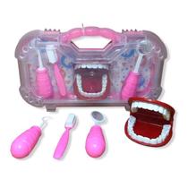 Brinquedo infantil Maleta Kit Dentista Rosa Odontologia Brinquedo Diversão dia das crianças natal ed
