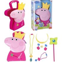 Brinquedo Infantil Maleta Peppa Pig Joias Fantasia Princesa Fada com Coroa e Varinha de Condão Multikids - BR1302
