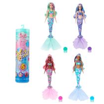 Brinquedo Infantil Menina Boneca Princesa Muda de Cor Sereia Barbie Color Reveal + 6 Surpresas Original Mattel