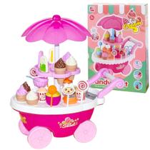Brinquedo Infantil Meninas Carrinho de Sorvete Montar Anda com Sons Luzes