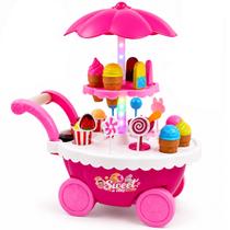 Brinquedo Infantil Meninas Carrinho de Sorvete Montar Anda com Sons Luzes Brinquedo Infantil Meninas Carrinho de Sorvete Montar Anda com Sons Luzes