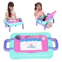 Brinquedo Infantil Mesa Bandeja Didática Desenhar Presente Criança Menina 1 2 3 4 5 anos Desenho Pintar - Mercotoys