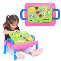 Brinquedo Infantil Mesa Didática Portátil Presente Menina Criança 1 ano Bebê Rosa Didático Humor - M