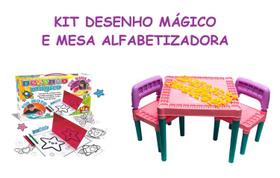 Brinquedo Infantil Mesinha Rosa para Meninas com Desenhos