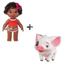 Brinquedo Infantil Moana + Porquinho Pua Articulado Cotiplás