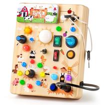 Brinquedo infantil Montessori Busy Board Joyreal Wooden com luz LED Brinquedo infantil Montessori Busy Board Joyreal Wooden com luz LED