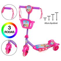 Brinquedo Infantil Patinete Scooter 3 Rodas Com Cesta Luz