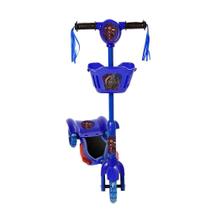 Brinquedo Infantil Patinete Scooter 3 Rodas Com Cesta Luz E Som Azul Avengers Art Brink