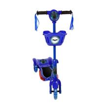 Brinquedo Infantil Patinete Scooter 3 Rodas Com Cesta Luz E Som Azul Batman Art Brink