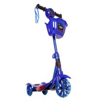 Brinquedo Infantil Patinete Scooter 3 Rodas Com Cesta Luz E Som Azul Liga da Justiça Art Brink