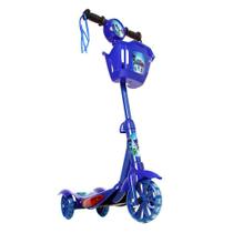 Brinquedo Infantil Patinete Scooter 3 Rodas Com Cesta Luz E Som Azul PJ Mask Art Brink