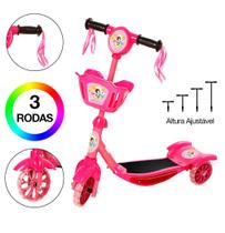 Brinquedo Infantil Patinete Scooter 3 Rodas Com Cesta Luz E