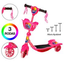 Brinquedo Infantil Patinete Scooter 3 Rodas Com Cesta Luz E