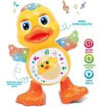 Brinquedo Infantil Pato Dançante Mexe Anda Com Música e Luz Colorida