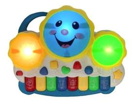 Brinquedo Infantil Piano Teclado Bateria Musical Luz Som Cor Colorido - Alinee