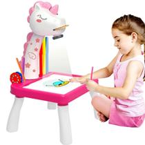Brinquedo Infantil Projetor Unicórnio Rosa c/ Luz 24 Desenho