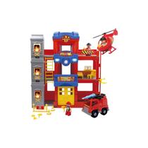 Brinquedo Infantil Quartel Fire Station Bombeiro Completo Com Acessórios