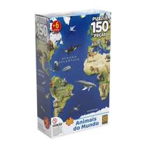 Brinquedo Infantil Quebra-Cabeça Puzzle Animais do Mundo 150 Peças Grow - 03108