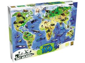 Brinquedo Infantil Quebra-Cabeça Puzzle Animais do Mundo 150 Peças Grow - 03108