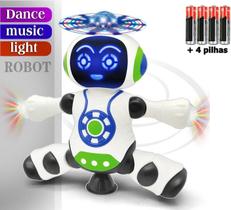Brinquedo Infantil Robô 360 Dança Gira Som e Luz + 4 Pilhas - Yijun