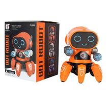 Brinquedo Infantil Robô Cyber Bot Som e Luz À Pilha Laranja