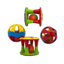 Brinquedo Infantil Sensorial Bola e Torre Chocalho Colorido Brinquedo Infantil Sensorial Bola e Torre Chocalho Colorido