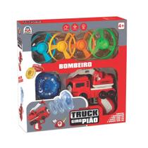 Brinquedo Infantil Truck Giro Pião Bombeiro com 6 Peças Braskit - 2002