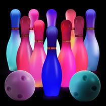 Brinquedo infantil Zloveleexr Light Up Bowling Set Glow in Dark