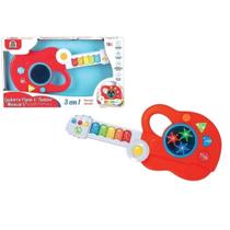 Brinquedo Instrumento Guitarra Piano e Tambor Musical Braskit - 6307 Brinquedo Instrumento Guitarra Piano e Tambor Musical Braskit - 6307