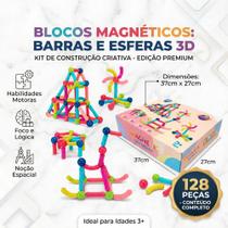 Brinquedo inteligencia com barras magneticas 128pc Brinquedo inteligencia com barras magneticas 128pc