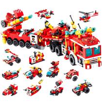 Brinquedo Interativo Blocos De Montar Caminhão Bombeiro Cubic 12 Em 1 557 Peças