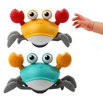 Brinquedo Interativo Carangueijo Fujão Sensorial para Bebês e Crianças Infantil Estimula Andar Engatinhar Seguro Atoxico De Qualidade - Crab Toy