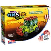 Brinquedo Interativo Crianças Carro Carrinho Figura Montar 38 Peças Safari Clic & Lig Plasbrink