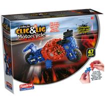 Brinquedo Interativo Criatividade Clic & Lig Montar Moto Motorcycle Infantil Crianças Plasbrink