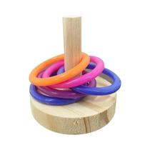 Brinquedo Interativo De Anel De Madeira Colorido Para Papagaio, Exercício Educacional E Diversão