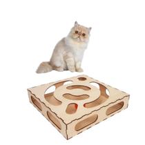 Brinquedo Interativo Gato Bolinha Guizo Terapia Mdf