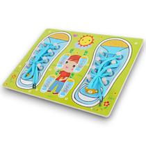 Brinquedo Interativo Infantil Praticar a Amarrar Cadarço MDF