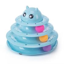 Brinquedo Interativo P/ Gatos Torre De Bolinhas 4 Niveis -azul