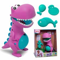 Brinquedo Interativo Para Bebês Dinossauro Tina Rex Papa Tudo Com Boca E Barriga Móveis