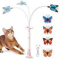 Brinquedo Interativo para Gato Potaroma Borboleta Giratória Recarregável por USB