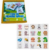 Brinquedo Jogo Da Memória Animais Com 40 Peças De Madeira