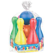Brinquedo Jogo De Boliche Bolichão 6 Pinos 43cm 2 Bolas Plástico +3 Anos Multicolor Cores Sortidas Líder - 2259 - Lider