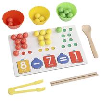 Brinquedo Jogo De Contas De Encaixe Aprenda Contar Infantil Educativo Madeira Montessori Coordenação Raciocínio Motora MDF Kizumba