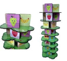Brinquedo Jogo De Empilhar Frutas Em Madeira 3+