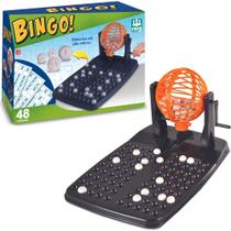 Brinquedo Jogo De Mesa Bingo Com 48 Cartelas 90 Bolinhas + Globo