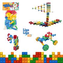 Brinquedo Jogo de Montar Crie e Brink Ligs Educativo 70 Peças